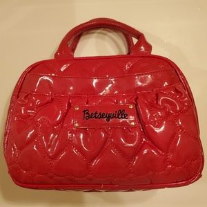 Betsy Johnson Lipstick Red Heart Embroidered Trave